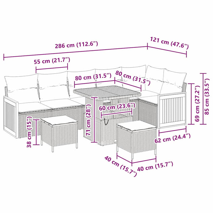 Set de canapele pentru grădină cu pernă 9 pcs Gri - WALTI WALTI