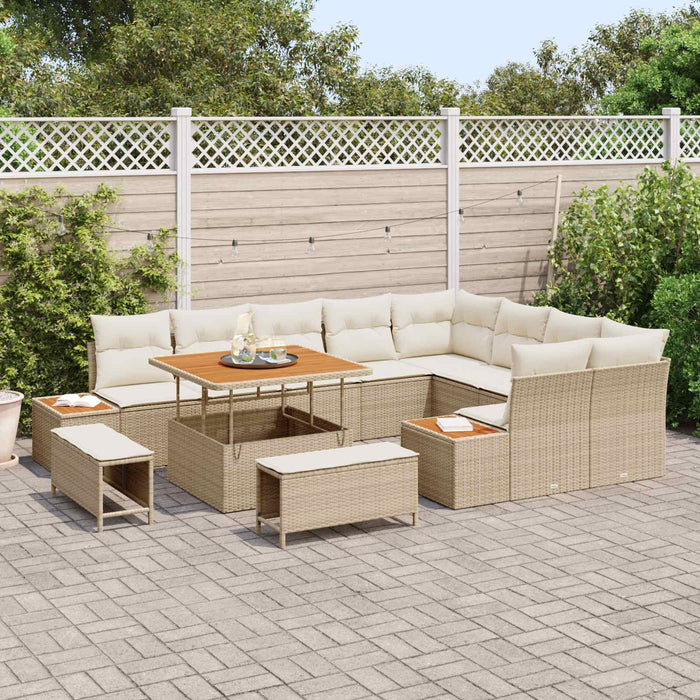 Set de canapele pentru grădină cu pernă 12 pcs Bej și crem WALTI