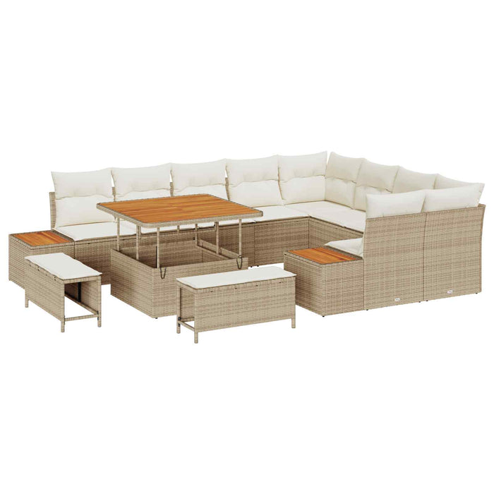 Set de canapele pentru grădină cu pernă 12 pcs Bej și crem WALTI