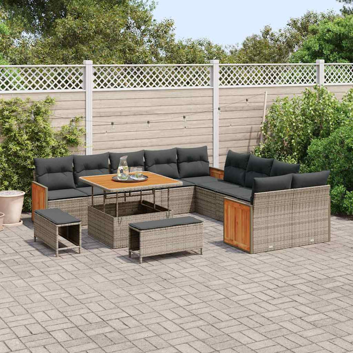 Set de canapele pentru grădină cu pernă 13 pcs Gri - WALTI WALTI