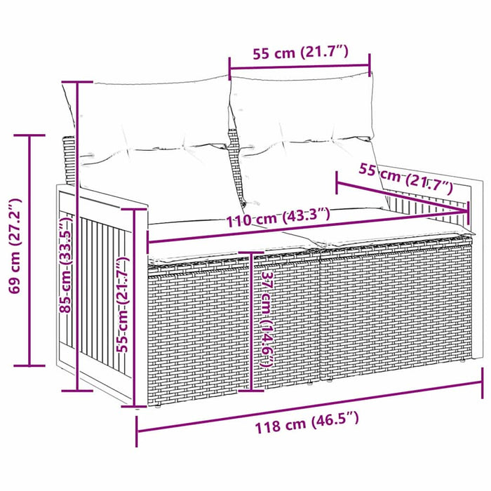 Set de canapele pentru grădină cu pernă 13 pcs Gri - WALTI WALTI
