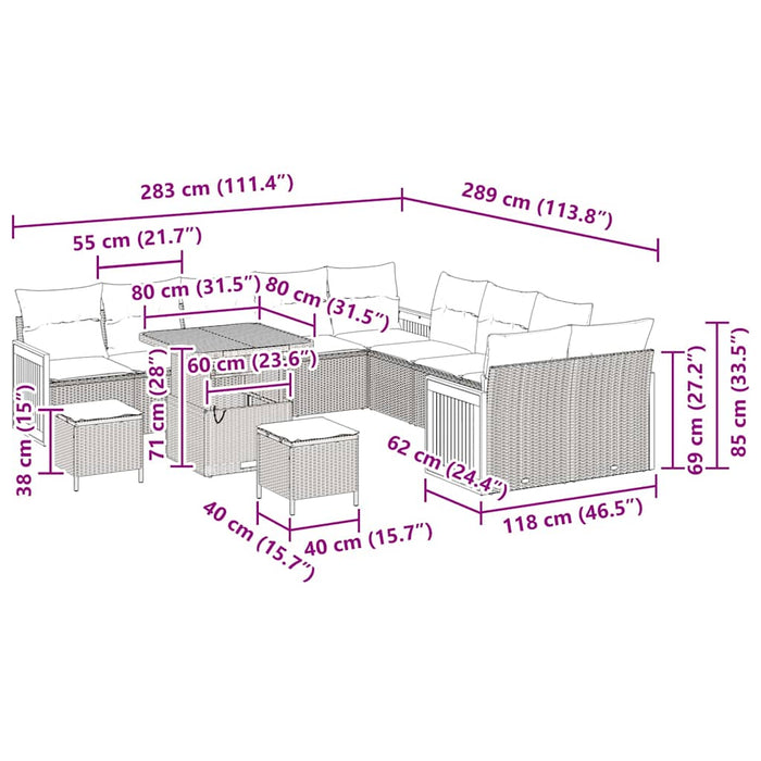 Set de canapele pentru grădină 13 pcs bej și gri deschis - WALTI WALTI
