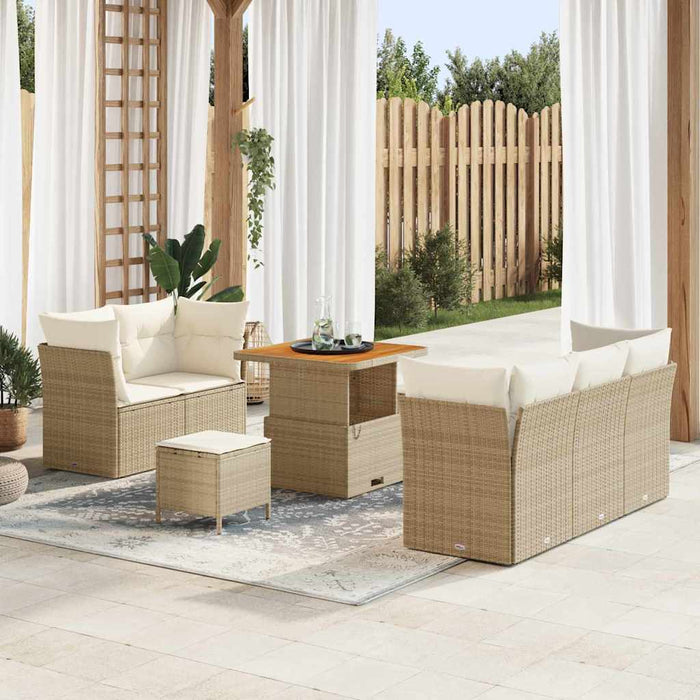 Set de canapele pentru grădină cu pernă 8 pcs bej și crem - WALTI WALTI