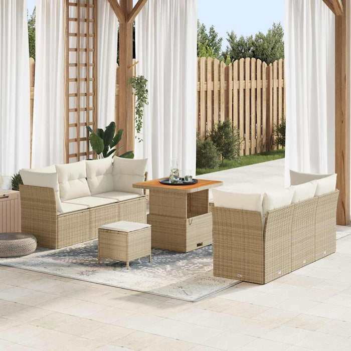 Set de canapele pentru grădină 9 pcs Bej și crem poliratan - WALTI WALTI