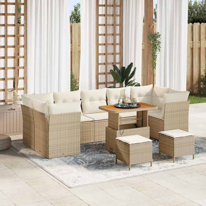 Set de canapele pentru grădină cu pernă 10 pcs bej și crem - WALTI WALTI