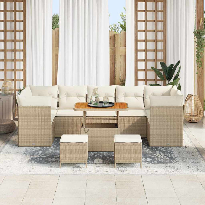 Set de canapele pentru grădină cu pernă 10 pcs bej și crem - WALTI WALTI