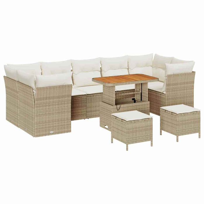 Set de canapele pentru grădină cu pernă 10 pcs bej și crem - WALTI WALTI
