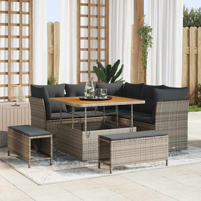 Set de canapele pentru grădină cu pernă cu depozitare 8 pcs Gri - WALTI WALTI