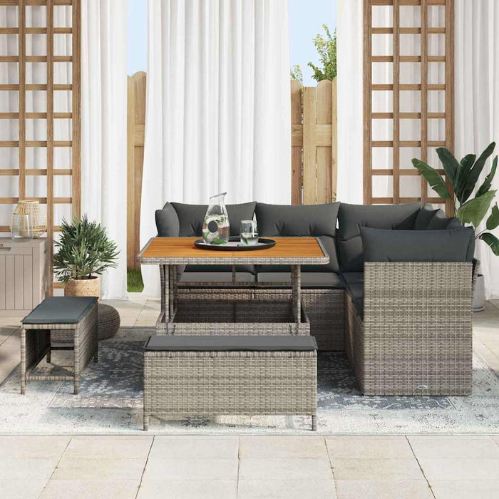 Set de canapele pentru grădină cu pernă cu depozitare 8 pcs Gri - WALTI WALTI