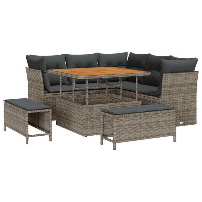 Set de canapele pentru grădină cu pernă cu depozitare 8 pcs Gri - WALTI WALTI
