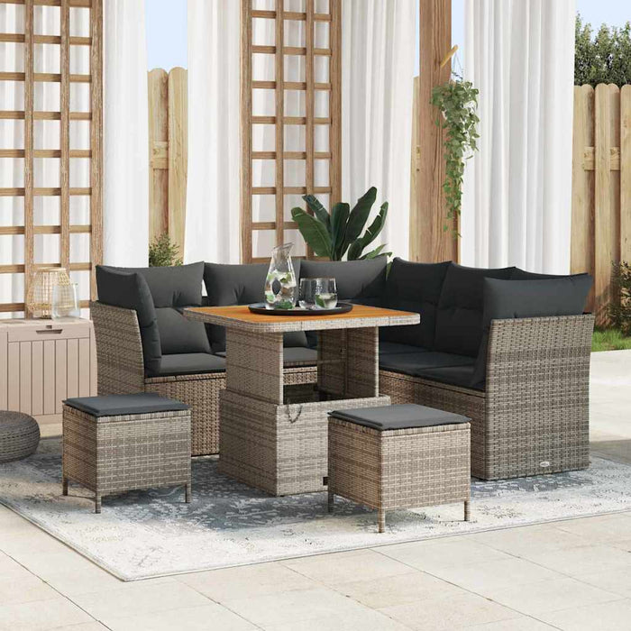 Set de canapele pentru grădină cu pernă cu depozitare 8 pcs Gri - WALTI WALTI