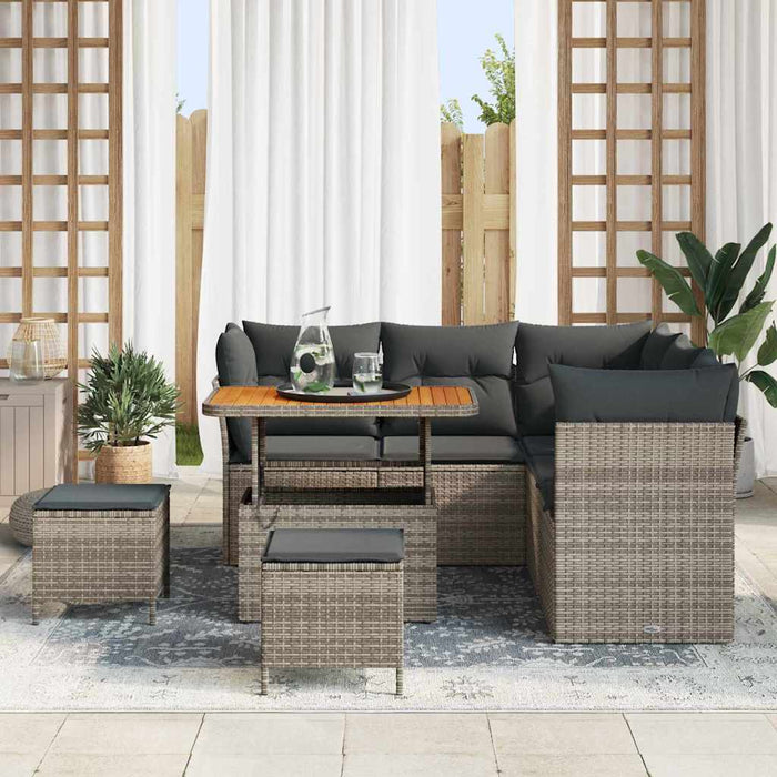 Set de canapele pentru grădină cu pernă cu depozitare 8 pcs Gri - WALTI WALTI