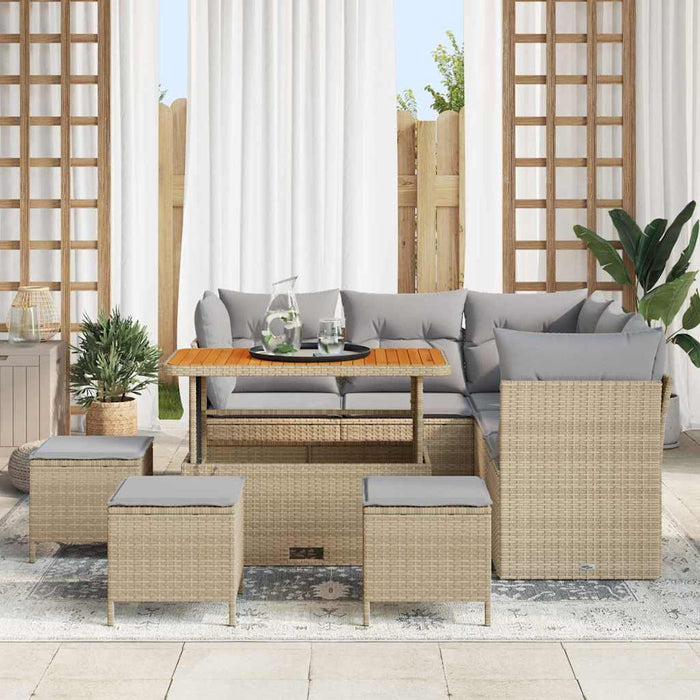 Set de canapele pentru grădină 9 pcs bej și gri deschis - WALTI WALTI