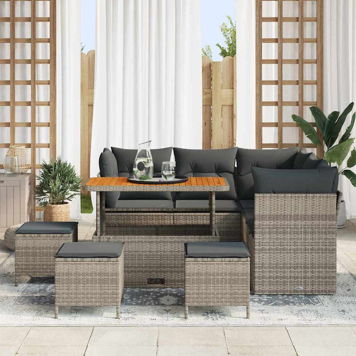 Set de canapele pentru grădină cu pernă cu depozitare 9 pcs Gri - WALTI WALTI