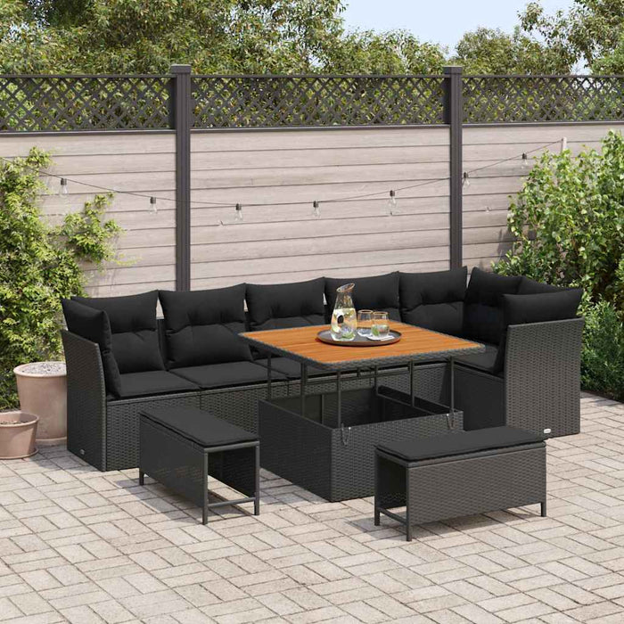 Set de canapele pentru grădină 9 pcs Negru 100 x 100 x 71 cm - WALTI WALTI