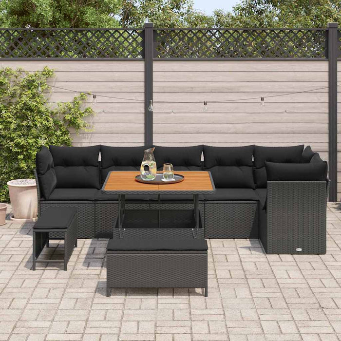 Set de canapele pentru grădină 9 pcs Negru 100 x 100 x 71 cm - WALTI WALTI