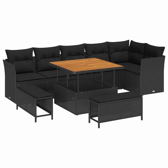 Set de canapele pentru grădină 9 pcs Negru 100 x 100 x 71 cm - WALTI WALTI