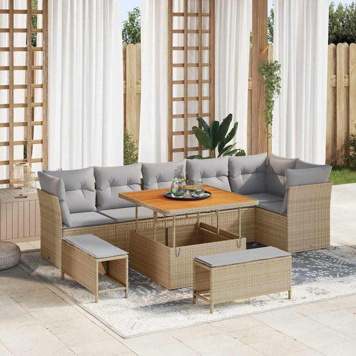 Set de canapele pentru grădină 9 pcs bej și gri deschis - WALTI WALTI