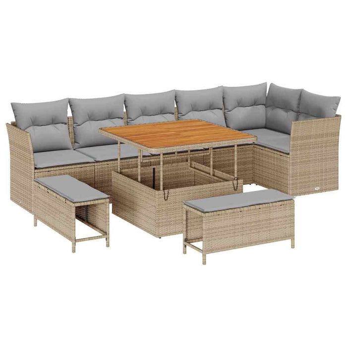 Set de canapele pentru grădină 9 pcs bej și gri deschis - WALTI WALTI