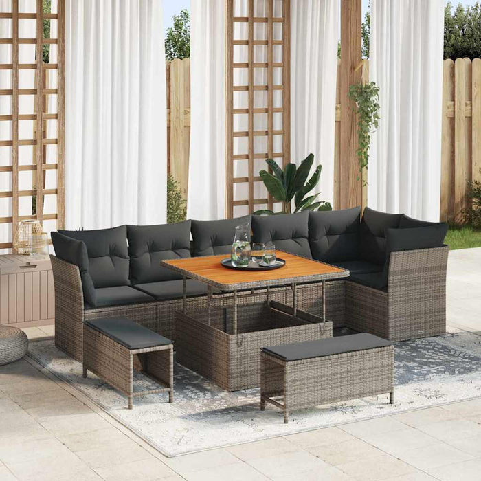Set de canapele pentru grădină cu pernă cu depozitare 9 pcs Gri - WALTI WALTI