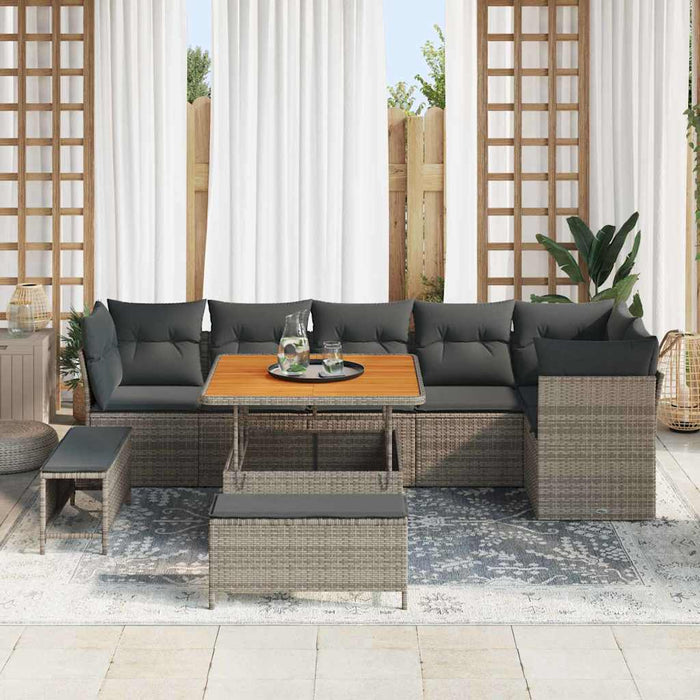 Set de canapele pentru grădină cu pernă cu depozitare 9 pcs Gri - WALTI WALTI