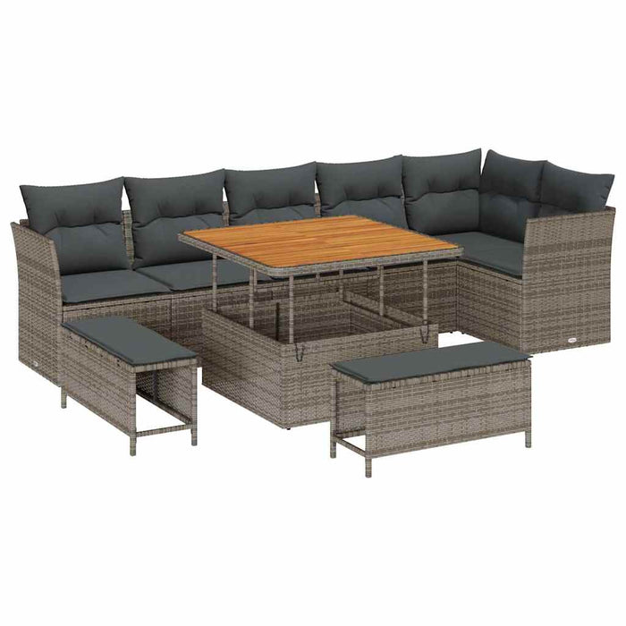 Set de canapele pentru grădină cu pernă cu depozitare 9 pcs Gri - WALTI WALTI