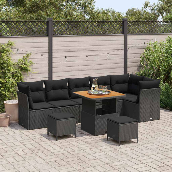 Set de canapele pentru grădină 9 pcs Negru 80 x 80 x 71 cm - WALTI WALTI