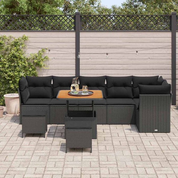 Set de canapele pentru grădină 9 pcs Negru 80 x 80 x 71 cm - WALTI WALTI