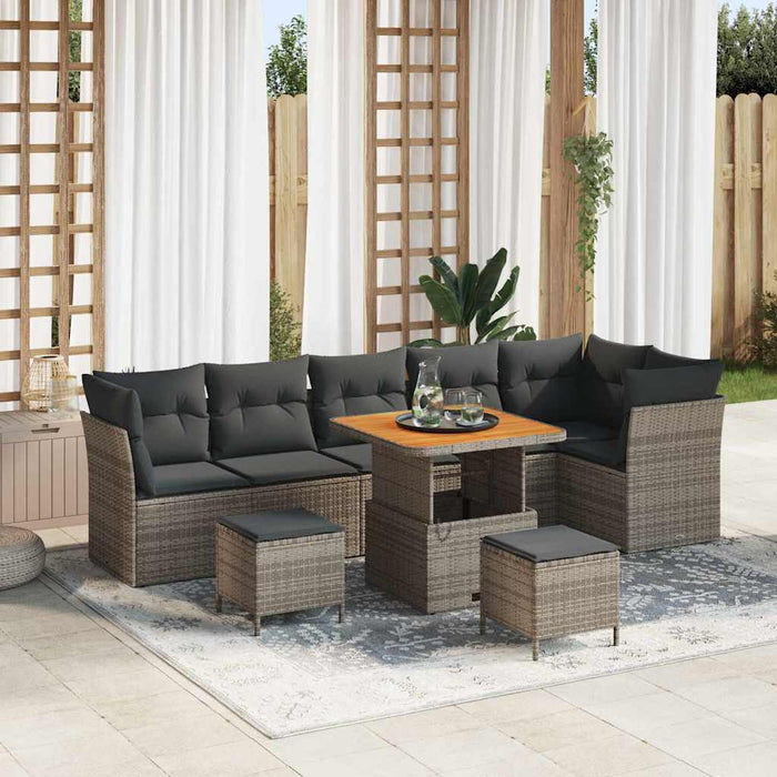 Set de canapele pentru grădină cu pernă cu depozitare 9 pcs Gri - WALTI WALTI