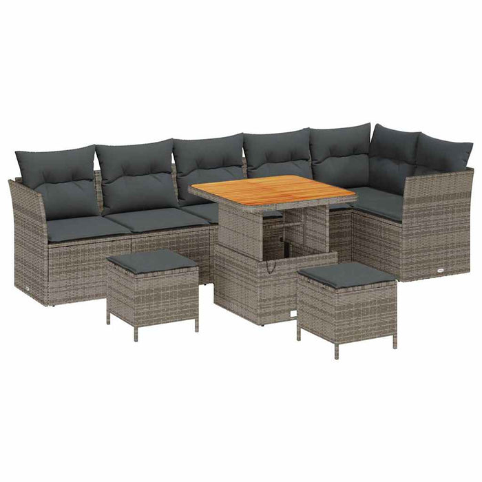 Set de canapele pentru grădină cu pernă cu depozitare 9 pcs Gri - WALTI WALTI