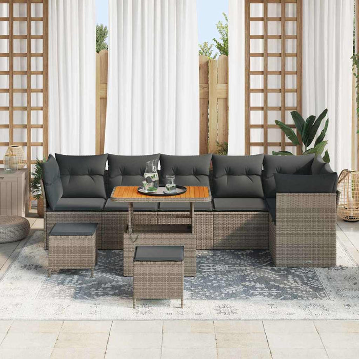 Set de canapele pentru grădină cu pernă cu depozitare 9 pcs Gri - WALTI WALTI
