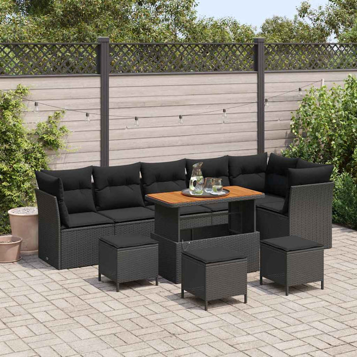 Set de canapele pentru grădină 10 pcs Negru 110 x 55 x 71 cm - WALTI WALTI