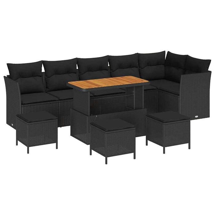 Set de canapele pentru grădină 10 pcs Negru 110 x 55 x 71 cm - WALTI WALTI