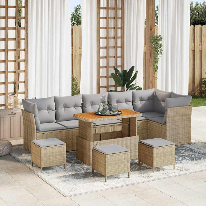 Set de canapele pentru grădină 10 pcs bej și gri deschis - WALTI WALTI
