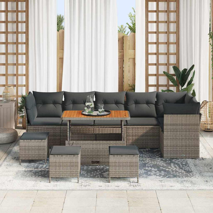 Set de canapele pentru grădină cu pernă 10 pcs Gri - WALTI WALTI
