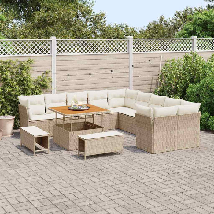 Set de canapele pentru grădină 13 pcs Bej și crem poliratan - WALTI WALTI