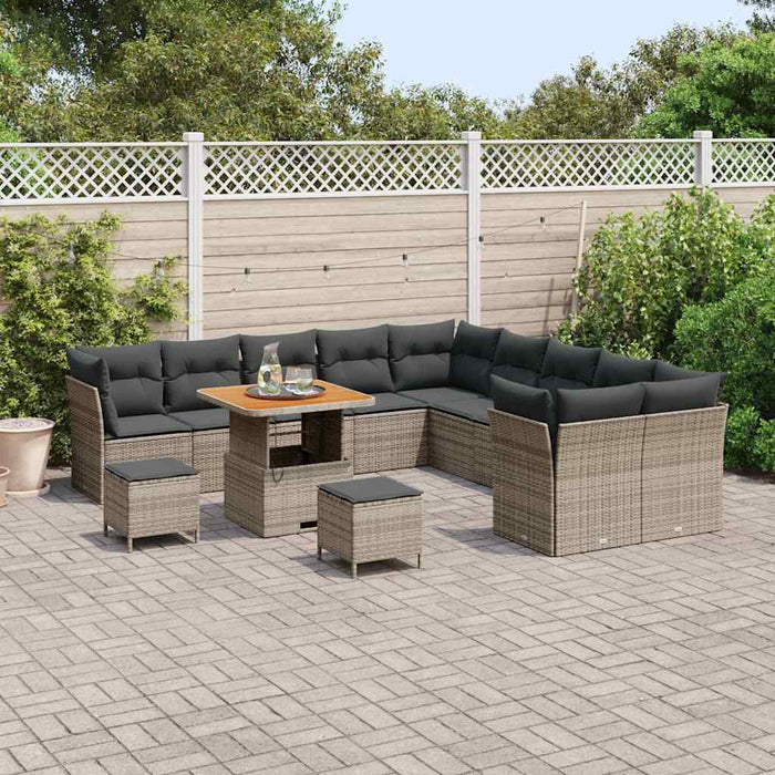 Set de canapele pentru grădină cu pernă 13 pcs Gri poliratan - WALTI WALTI