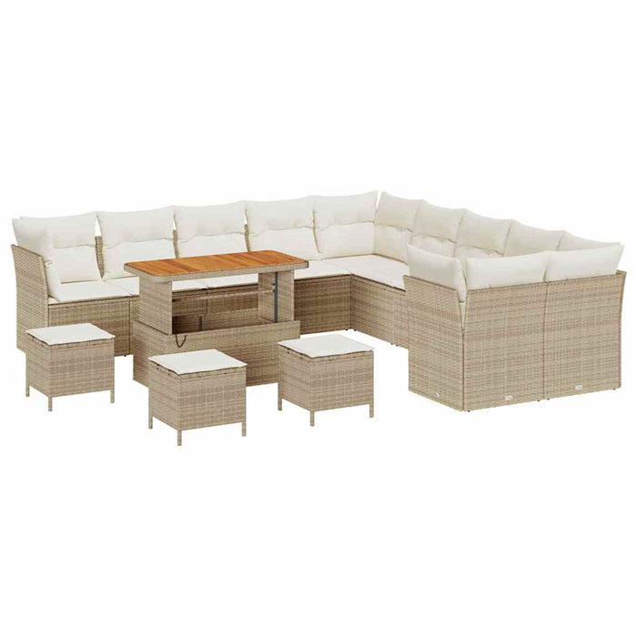 Set de canapele pentru grădină 14 pcs Bej și crem poliratan - WALTI WALTI