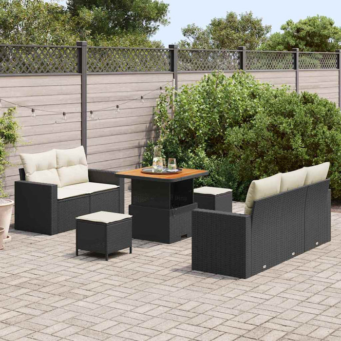 Set de canapele pentru grădină 8 pcs Negru și Crem poliratan - WALTI WALTI