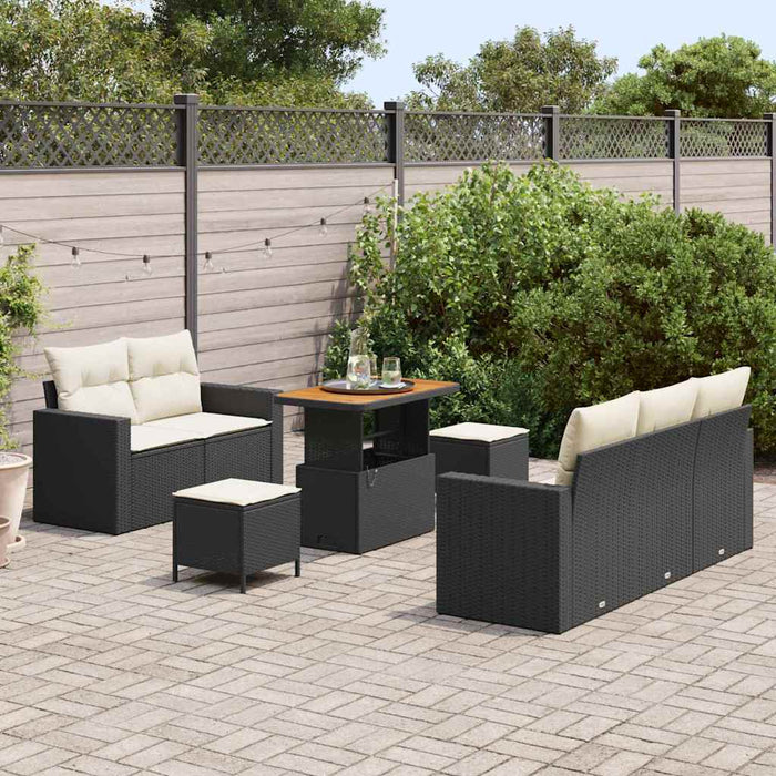 Set de canapele pentru grădină 8 pcs Negru și Crem poliratan - WALTI WALTI