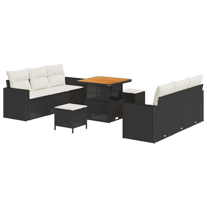 Set de canapele pentru grădină cu pernă 9 pcs negru și crem - WALTI WALTI