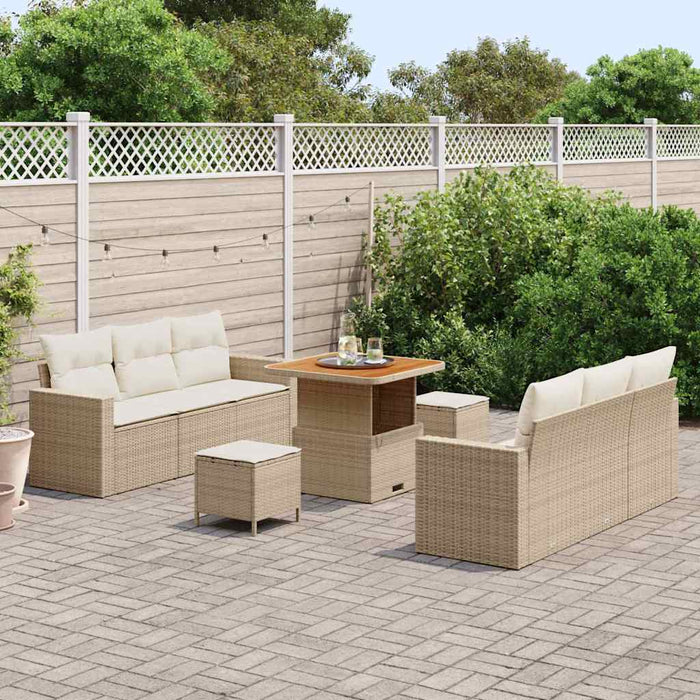 Set de canapele pentru grădină cu pernă 9 pcs bej și crem - WALTI WALTI
