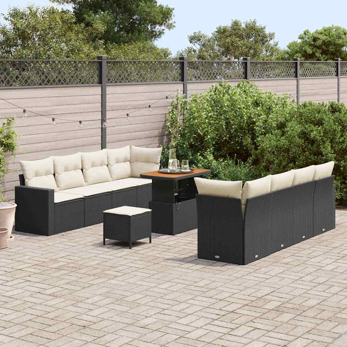 Set de canapele pentru grădină 12 pcs Negru și Crem poliratan - WALTI WALTI