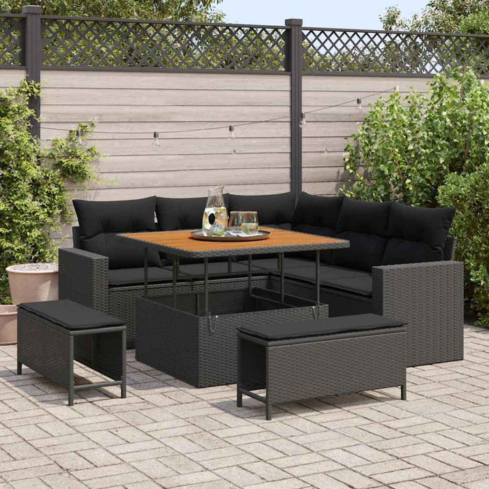 Set de canapele pentru grădină 8 pcs Negru 100 x 100 x 71 cm - WALTI WALTI