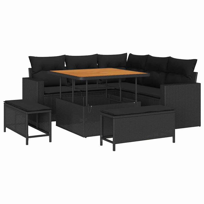 Set de canapele pentru grădină 8 pcs Negru 100 x 100 x 71 cm - WALTI WALTI