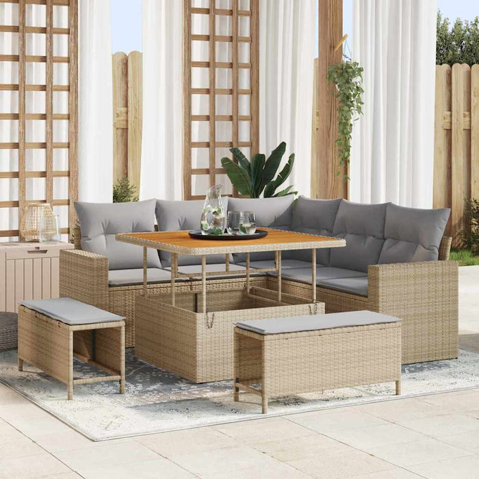 Set de canapele pentru grădină 9 pcs Beige și gri deschis - WALTI WALTI