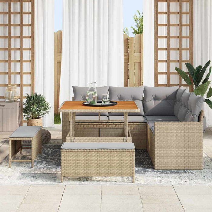 Set de canapele pentru grădină 9 pcs Beige și gri deschis - WALTI WALTI