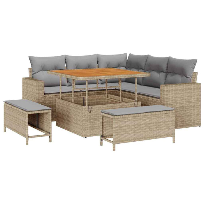Set de canapele pentru grădină 9 pcs Beige și gri deschis - WALTI WALTI