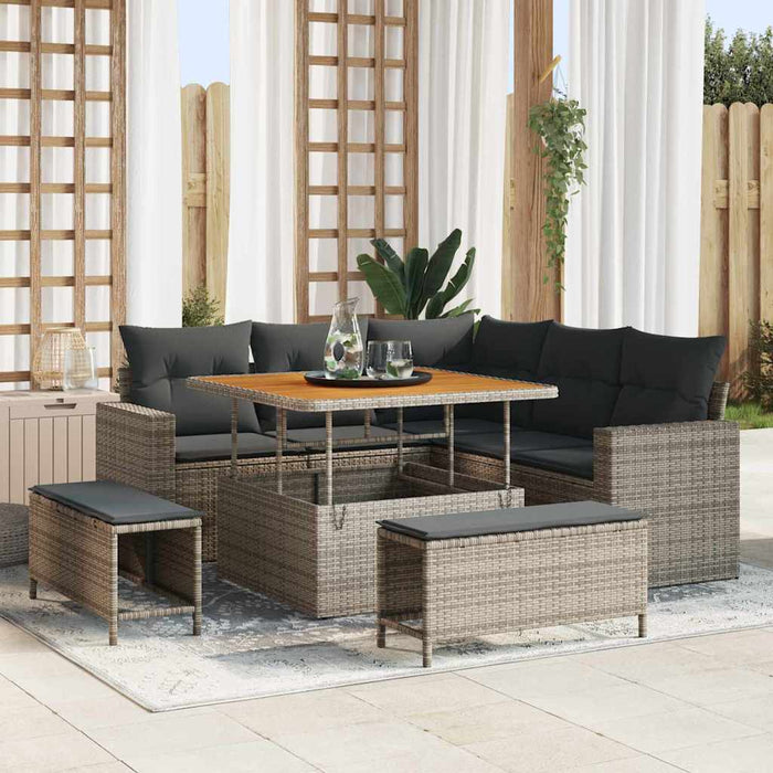Set de canapele pentru grădină cu pernă cu depozitare 8 pcs Gri - WALTI WALTI
