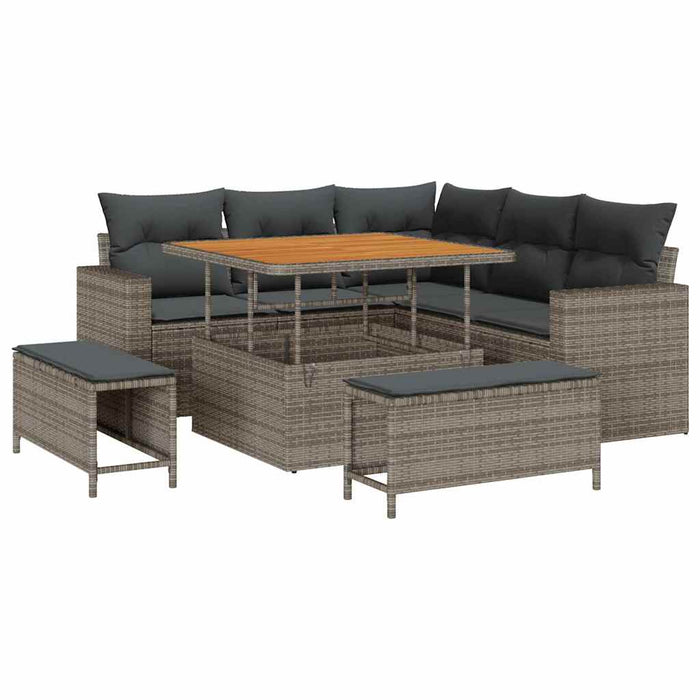 Set de canapele pentru grădină cu pernă cu depozitare 8 pcs Gri - WALTI WALTI